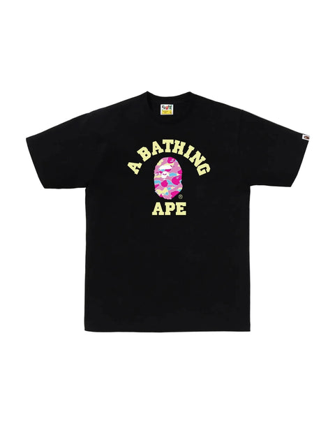Bape Sta Camo Shark Pink/Yellow/Blue Black Tee