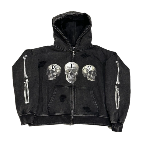 Floor 914 Skull Black Zip Up