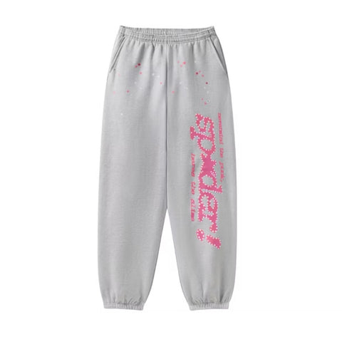 Sp5der P*nk V2 Heather Grey/Pink Sweatpants