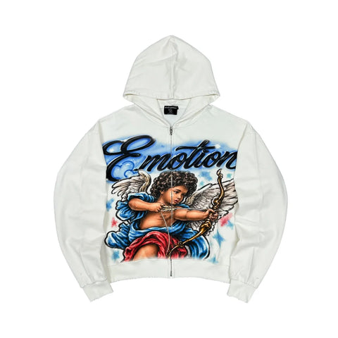 Mixed Emotion Cupids Arrow White Zip Up