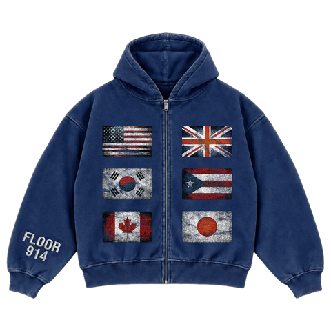 Floor 914 Flag Navy Zip Up