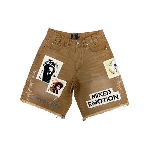 Mixed Emotion Chaos Tan Carpenter Shorts