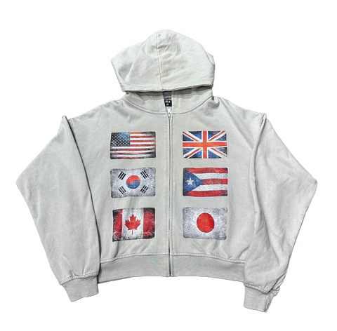 Floor 914 Flag Grey Zip Up