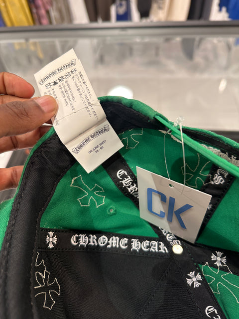 Chrome Hearts CH White Leather Cross Green Hat