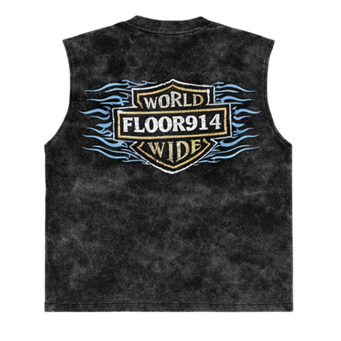 Floor 914 Skystricker Black/Blue Sleeveless Tee