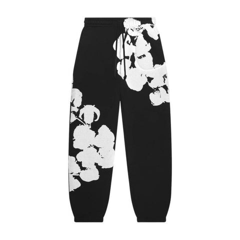 Denim Tears Big Cotton Wreath Black Sweatpants