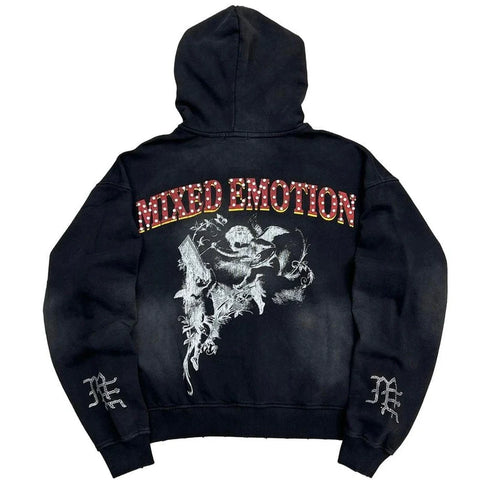 Mixed Emotion Broken Wings Black Zip Up