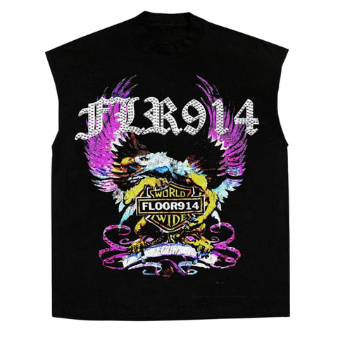 Floor 914 Skystricker Black/Pink Sleeveless Tee