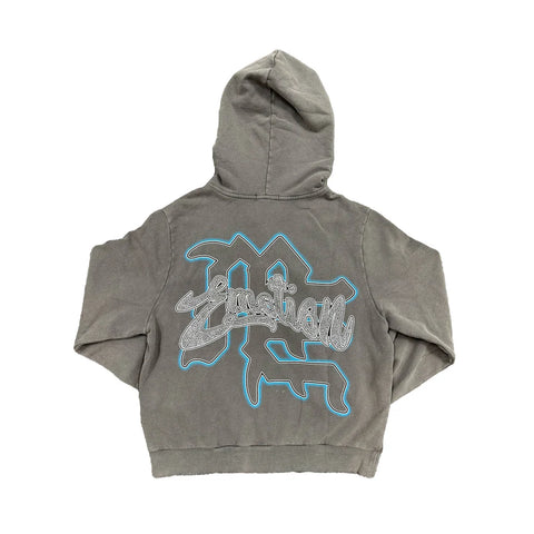Mixed Emotion Rhinestone Grey Zip Up