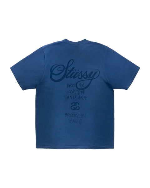 Stussy World Tour Sun Faded Navy Tee