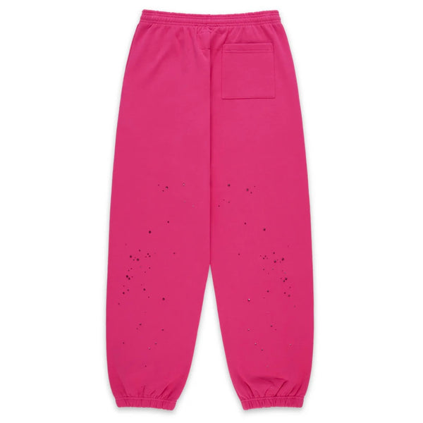 Sp5der Big Rhinestone Pink Sweatpants