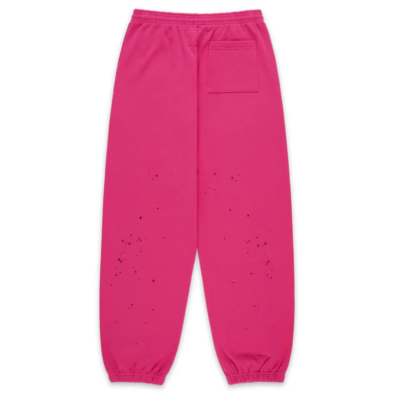 Sp5der Big Rhinestone Pink Sweatpants