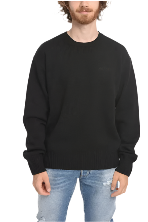 Off White Knit Wool Black Crewneck