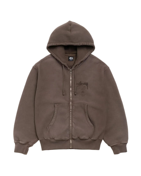 Stussy World Tour Sun Faded Brown Zip Up