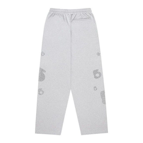 Sp5der Rhinestone Beluga Heather Grey Sweatpants