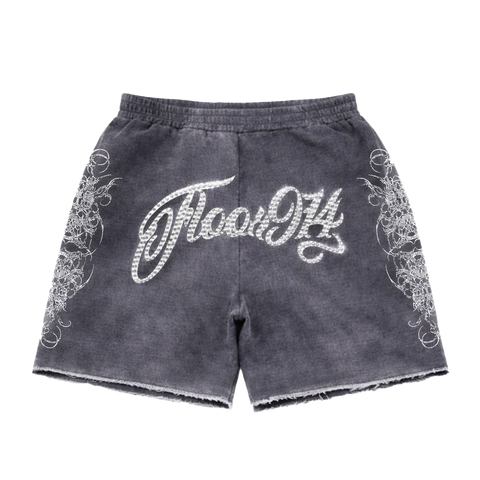 Floor 914 Logo Rhinestone Grey Sweatshorts