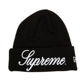 Supreme Cursive Logo Black Beanie