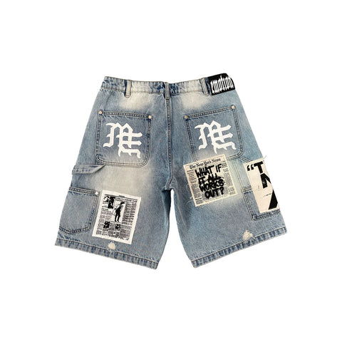Mixed Emotion AI Blue Denim Shorts