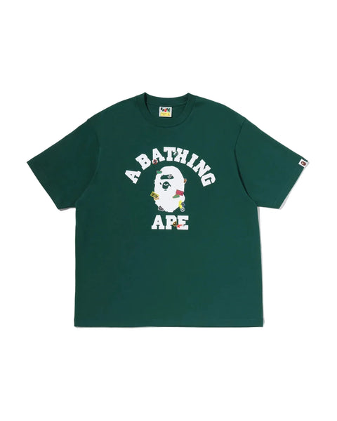 Bape College Sticker Green Tee