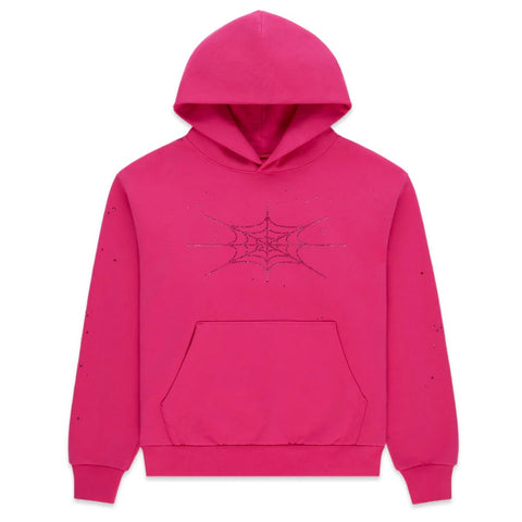 Sp5der Big Rhinestone Pink Hoodie