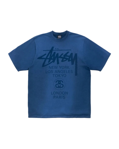 Stussy World Tour Sun Faded Navy Tee
