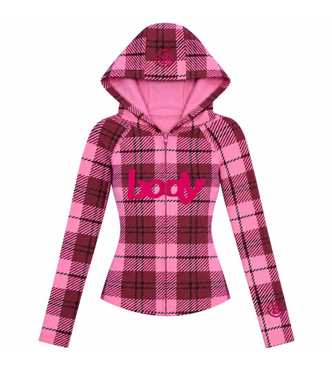 Body by Raven Basics 2.0 Pink Plaid Zip Up