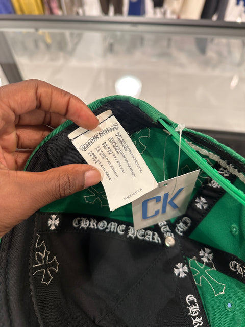 Chrome Hearts CH White Leather Cross Green Hat
