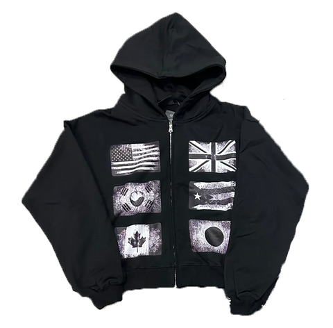 Floor 914 Flag Black Zip Up