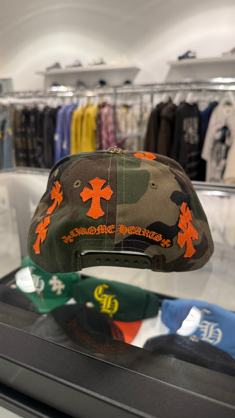 Chrome Hearts CH Camo/Orange Leather Patch Hat
