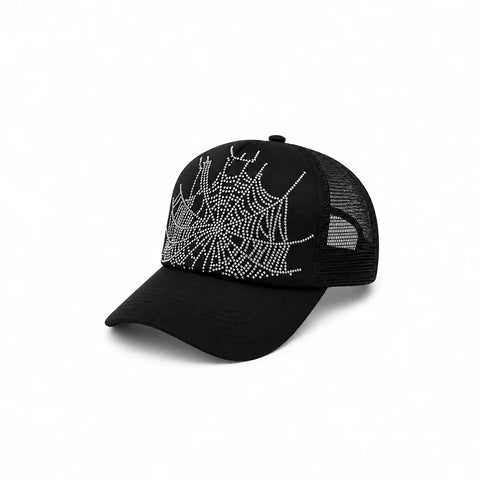 Sp5der Rhinestone Web Onyx Trucker