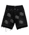 Mixed Emotion ME Rhinestone Black Denim Shorts