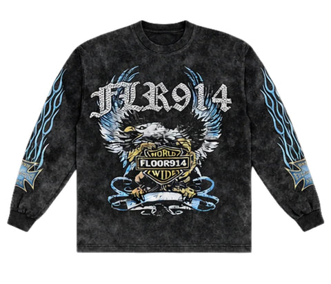 Floor 914 Skystricker Black/Blue L/S Tee