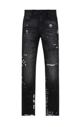 RTA Clayton Distressed Charcoal Paint Jeans