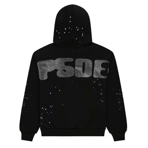 Sp5der Big Rhinestone Black Hoodie
