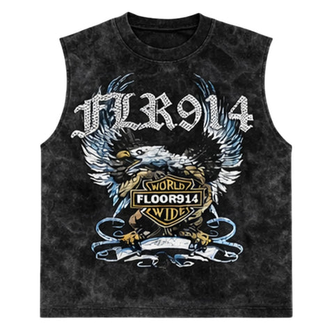 Floor 914 Skystricker Black/Blue Sleeveless Tee