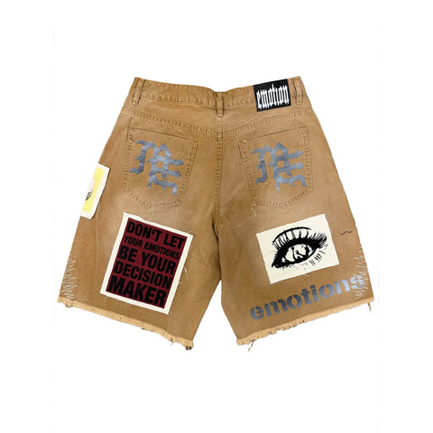 Mixed Emotion Chaos Tan Carpenter Shorts