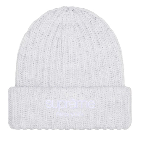Supreme Classic Logo Ribbed Beanie Ash Grey
