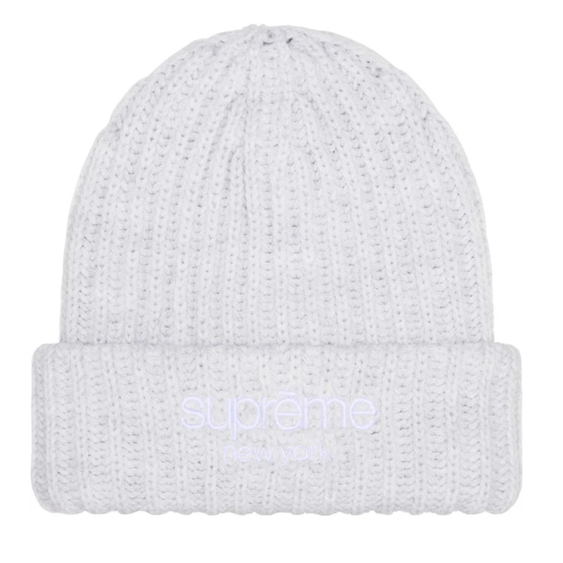 Supreme Classic Logo Ribbed Beanie Ash Grey