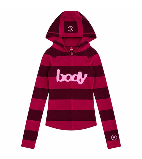 Body by Raven Basics 2.0 Burgundy Rose Stripe Zip Up