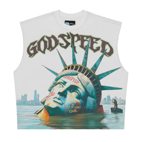 Godspeed Sunken Liberty White Sleeveless Tee