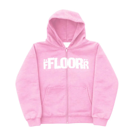 Floor 914 Rhinestone Logo Pink Zip Up
