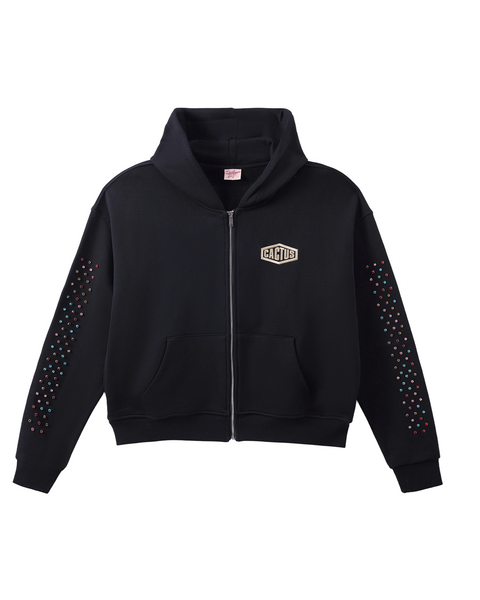 AZVA Studios Crystal Cactus Black Zip Up