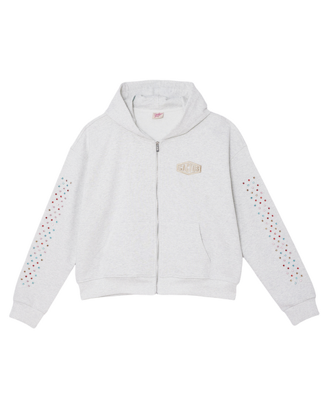 AZVA Studios Crystal Cactus Grey Zip Up