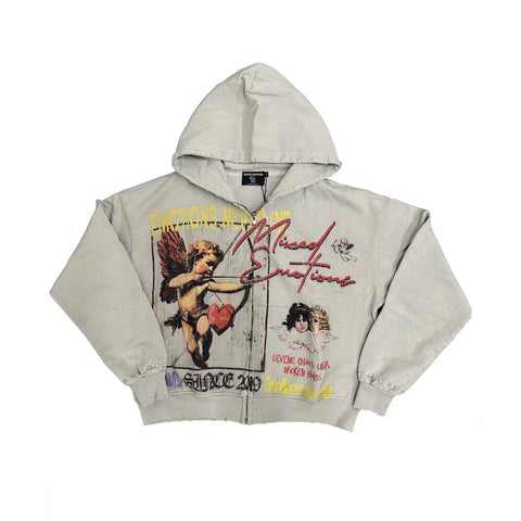 Mixed Emotion Broken Halo Grey Zip Up