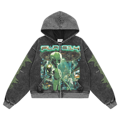 Floor 914 Alien Black Zip Up