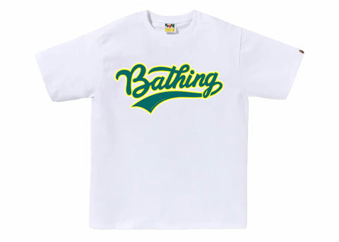 Bape Green/Yellow Varsity Baseball White Tee