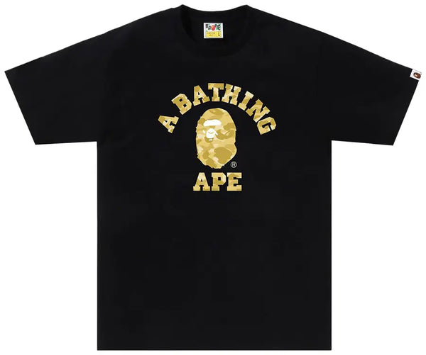 Bape Yellow College Black Tee