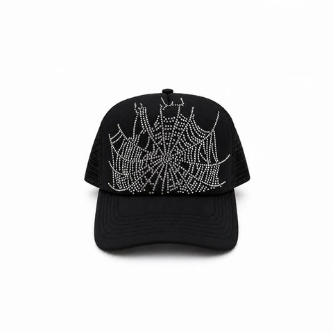 Sp5der Rhinestone Web Onyx Trucker