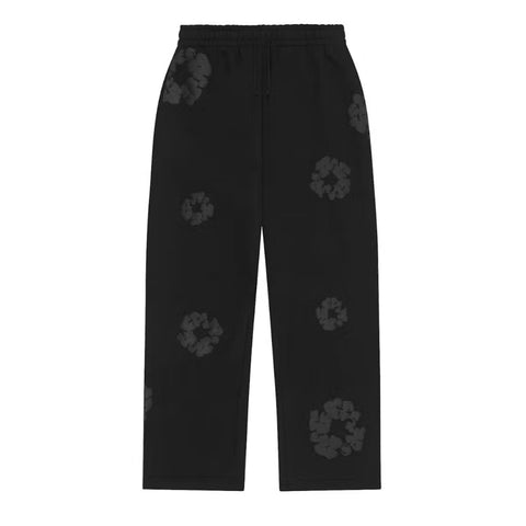 Denim Tears Cotton Wreath Mono Black Baggy Sweatpants