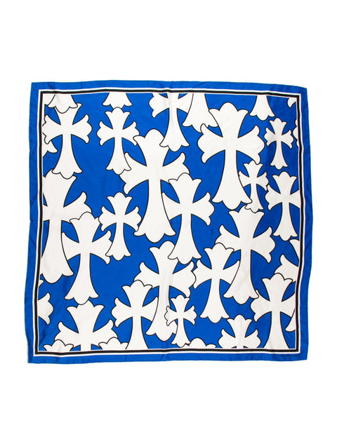 Chrome Hearts Cemetery Blue Silk Scarf
